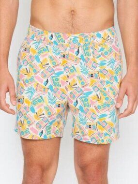 Tipsy Elves Shirts Mens Size Large Boom Box Radio Print Retro Pastel Elastic